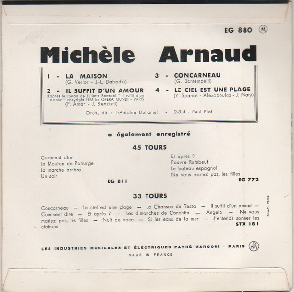 Michèle Arnaud - La Maison | Pathé (EG 880) Michèle Arnaud - La Maison | Pathé (EG 880)