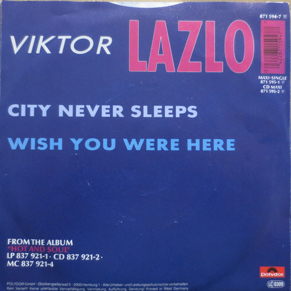 Viktor Lazlo - City Never Sleeps | Polydor (871 594-7) - 2