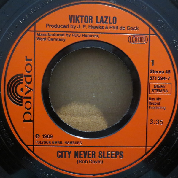 Viktor Lazlo - City Never Sleeps | Polydor (871 594-7) - 3