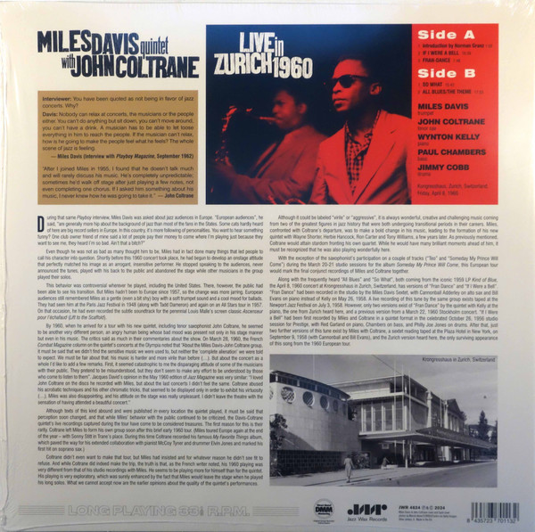 The Miles Davis Quintet With John Coltrane - Live In Zürich 1960 | Jazz Wax Records (JWR 4634) - 2