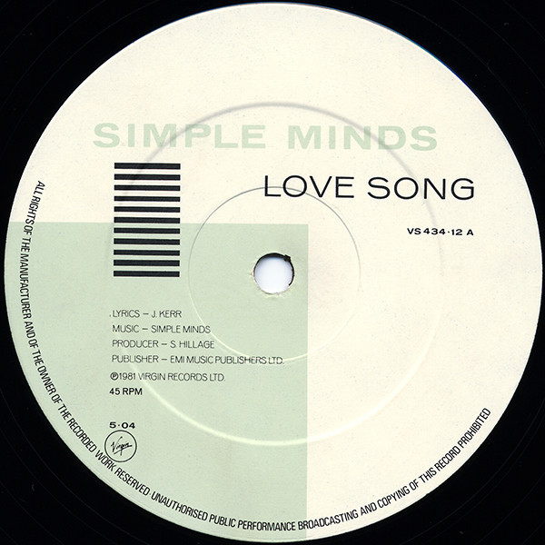 Simple Minds - Love Song | Virgin (VS 434 12) - 3