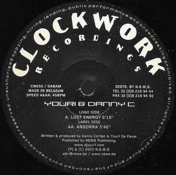 Youri & Danny C - Lost Energy | Clockwork Recordings (CW 050) - 3
