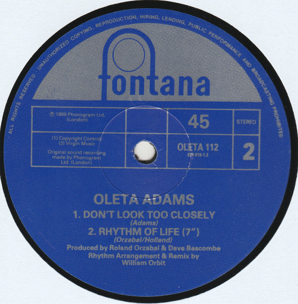Oleta Adams - Rhythm Of Life | Fontana (OLETA 112) - 5
