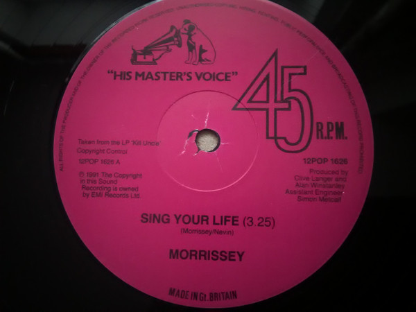 Morrissey - Sing Your Life | His Master's Voice (12POP 1626) - 3