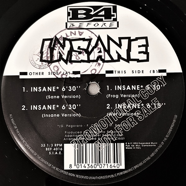 Insane - Insane | B4 Before (BEF 4016)