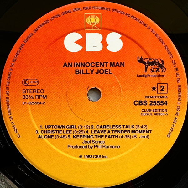 Billy Joel - An Innocent Man | CBS (CBSCL 40386-5) - 4