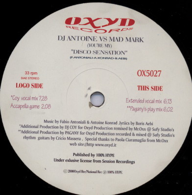 DJ Antoine vs. Mad Mark - Disco Sensation | Oxyd Records (OX5027) - 2 DJ Antoine vs. Mad Mark - Disco Sensation | Oxyd Records (OX5027) - 2