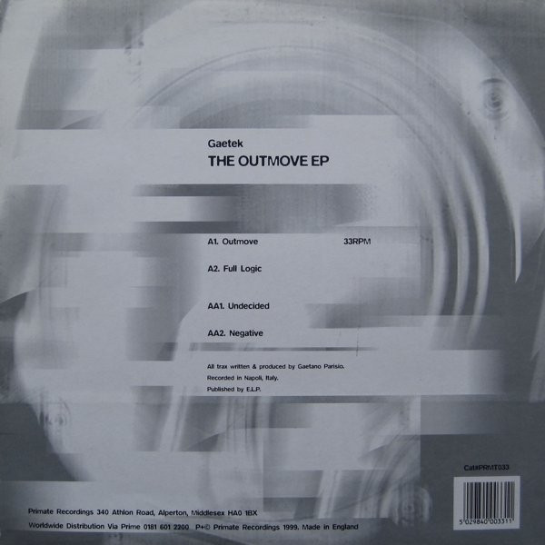 Gaetek - The Outmove E.P. | Primate Recordings (PRMT033) - 2