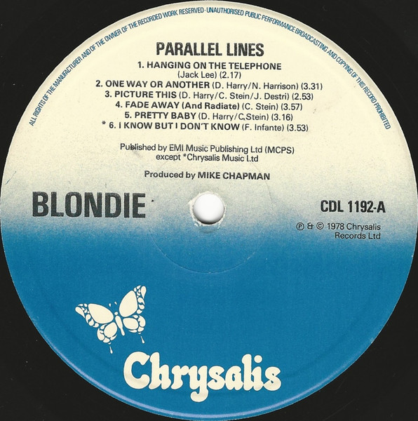 Blondie - Parallel Lines | Chrysalis (CDL 1192) - 3