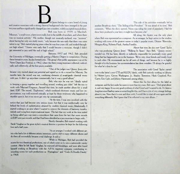 Bob James - One | CTI Records (LAX-3172) - 3