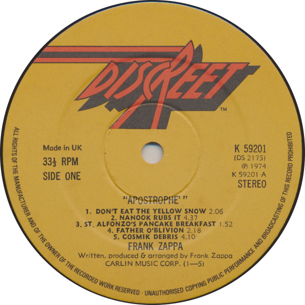 Frank Zappa - Apostrophe (') | Discreet (K 59201) - 3