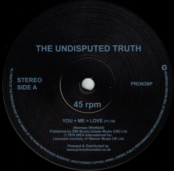 The Undisputed Truth - You + Me = Love | Not On Label (PRO638P)
