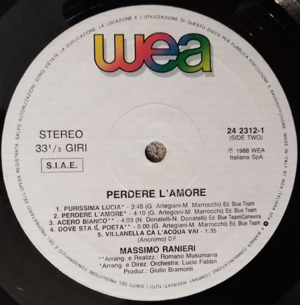 Massimo Ranieri - Perdere L'Amore | WEA (24 2312-1) - 4