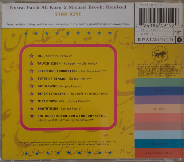 Nusrat Fateh Ali Khan & Michael Brook - Nusrat Fateh Ali Khan & Michael Brook: Remixed - Star Rise | Real World Records (CDRW68) - 2 Nusrat Fateh Ali Khan & Michael Brook - Nusrat Fateh Ali Khan & Michael Brook: Remixed - Star Rise | Real World Records (CDRW68) - 2