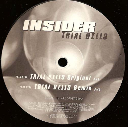 Insider - Trial Bells | Bonzai Germany (BONZAI 018-12) - 3 Insider - Trial Bells | Bonzai Germany (BONZAI 018-12) - 3
