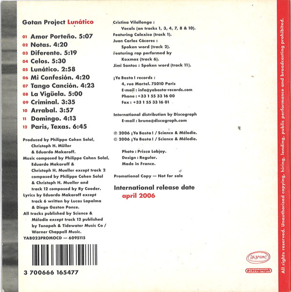 Gotan Project - Lunático | ¡Ya Basta! (YAB 023 PROMOCD) - 2