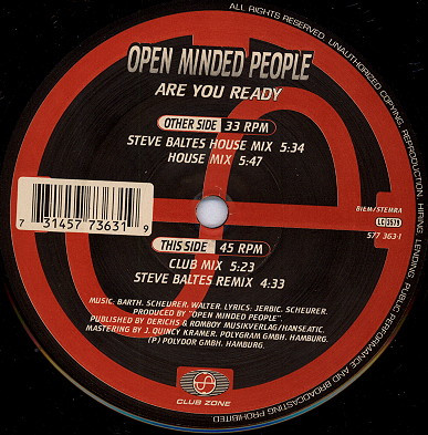 Open Minded People - Are You Ready | Club Zone (577 363-1) Open Minded People - Are You Ready | Club Zone (577 363-1)