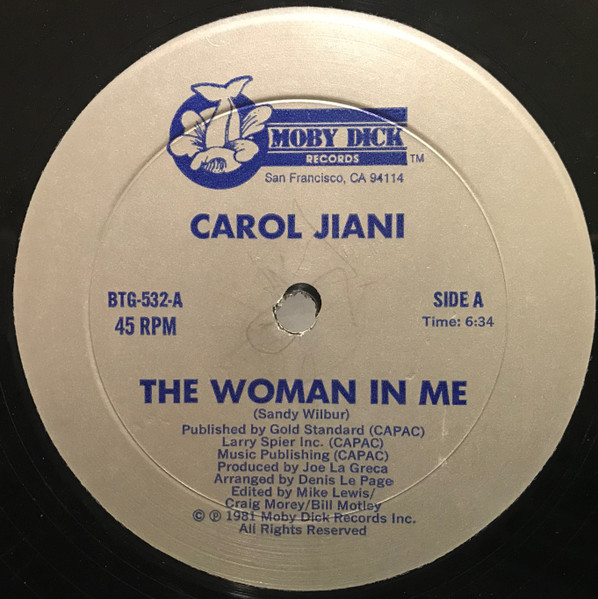 Carol Jiani - The Woman In Me / Mercy | Moby Dick Records (BTG-532) - main