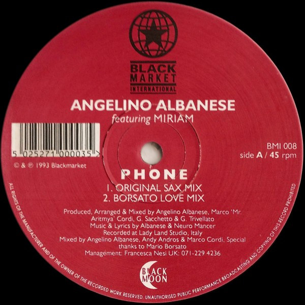 Angelino Albanese Featuring Miriam - Phone | Black Market International (BMI 008) - main Angelino Albanese Featuring Miriam - Phone | Black Market International (BMI 008) - main