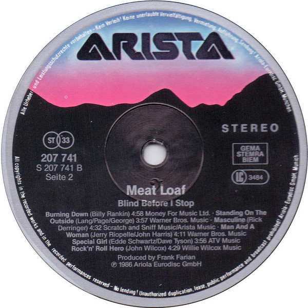 Meat Loaf - Blind Before I Stop | Arista (207 741) - 4