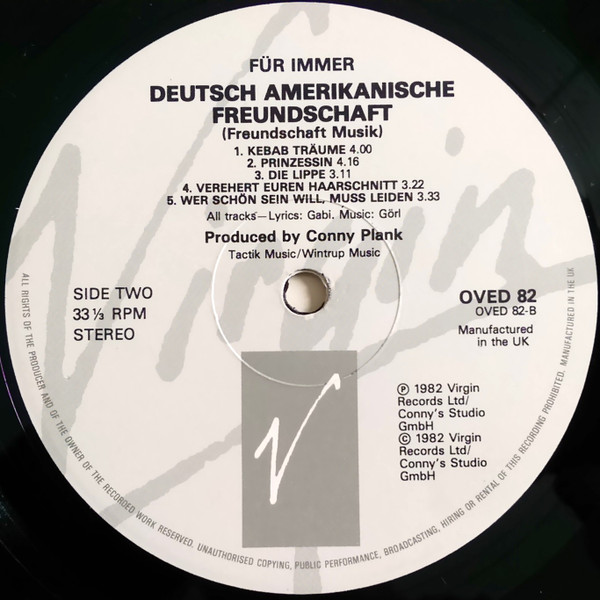 Deutsch Amerikanische Freundschaft - Für Immer | Virgin (OVED 82) - 3
