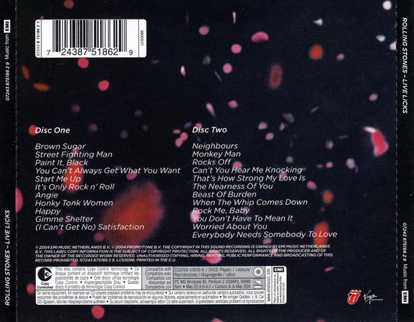 The Rolling Stones - Live Licks | Rolling Stones Records (07243 8 75186 2 9) - 2