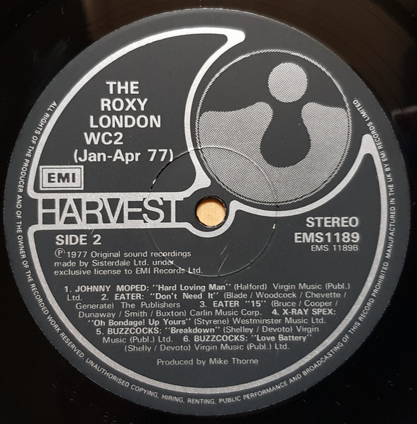 Various - The Roxy London WC2 (Jan - Apr 77) | Harvest (EMS 1189) - 4