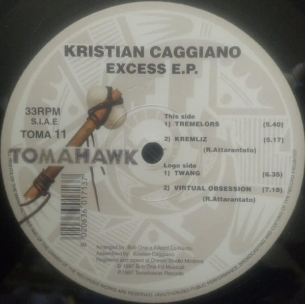 Kristian Caggiano - Excess E.P. | Tomahawk Records (TOMA 11) - 2