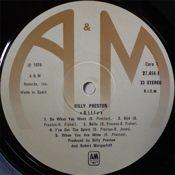 Billy Preston - Billy | A&M Records (27464-I) - 3