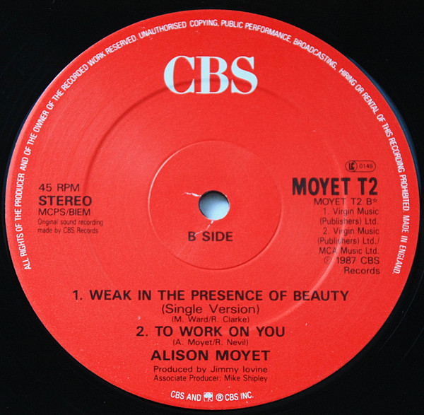 Alison Moyet - Weak In The Presence Of Beauty | CBS (Moyet T2) - 3