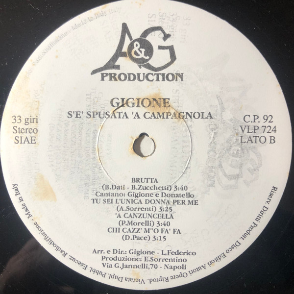 Gigione - S'È Spusata 'A Campagnola | A&G Production (VLP 724) - 4