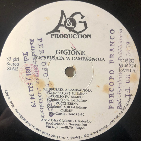 Gigione - S'È Spusata 'A Campagnola | A&G Production (VLP 724) - 3