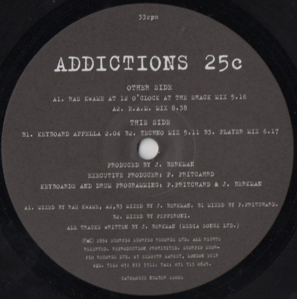 25¢ - Addictions | Scorpio Scorpio Records (SS001) - 3