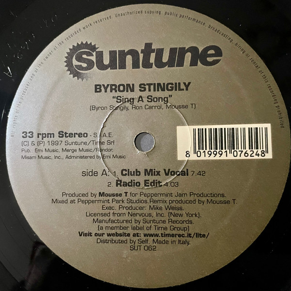 Byron Stingily - Sing A Song | Suntune (SUT 062)