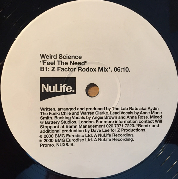 Weird Science - Feel The Need | NuLife (NUX8) - 2