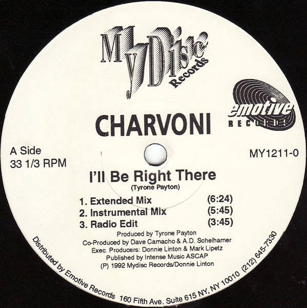 Charvoni - I'll Be Right There | My Disc Records (MY1211-0)