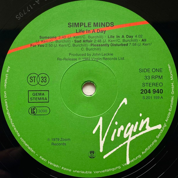 Simple Minds - Life In A Day | Virgin (204 940-250) - 3