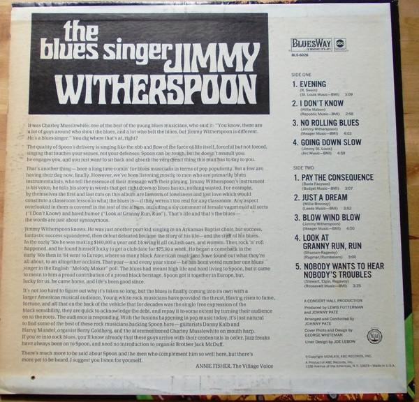 Jimmy Witherspoon - The Blues Singer | BluesWay (BLS-6026) - 2