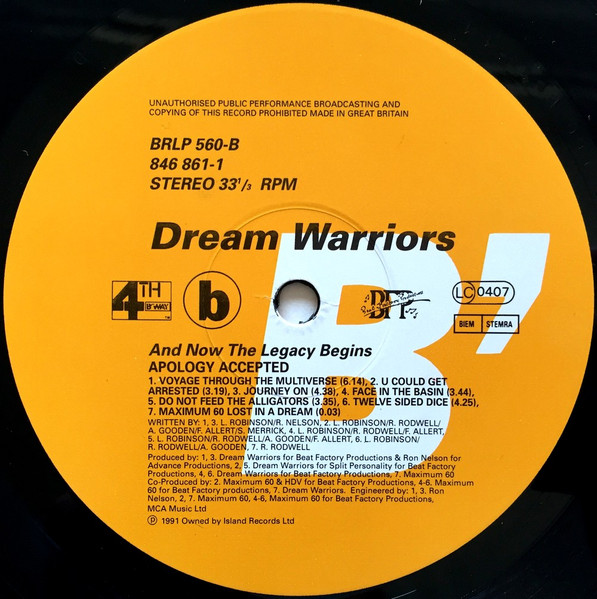 Dream Warriors - And Now The Legacy Begins | 4th & Broadway (BRLP 560) - 4