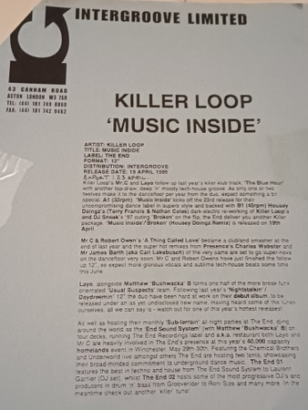 Killer Loop - Music Inside | End Recordings (END 023) - 3 Killer Loop - Music Inside | End Recordings (END 023) - 3