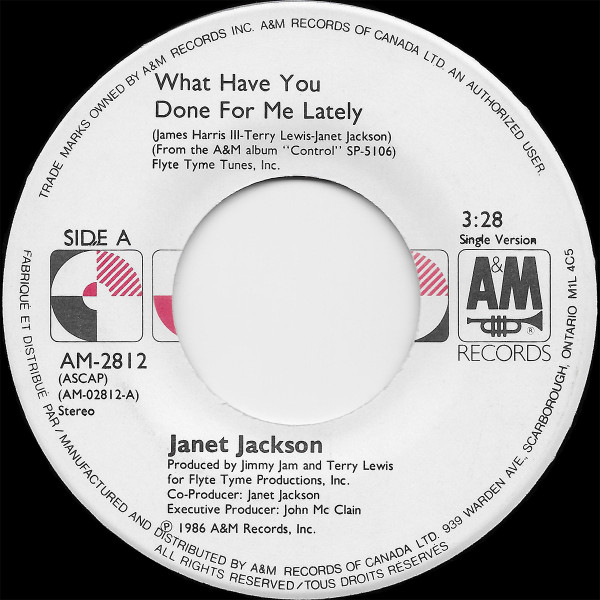 Janet Jackson - What Have You Done For Me Lately | A&M Records (AM-2812) - main