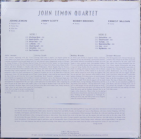 John Lemons Quartet - Yes Baby | Mo-Jazz Records (MJLP-9121) - 2