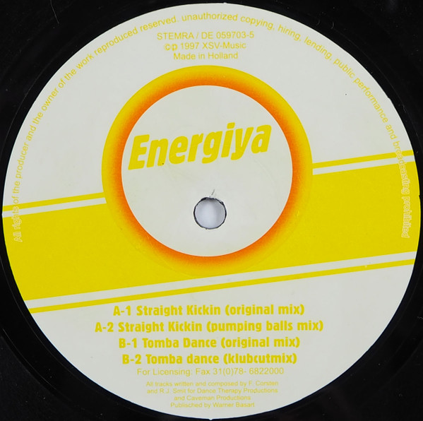Energiya - Straight Kickin / Tomba Dance | Dance Energy (DE 059703) - 3 Energiya - Straight Kickin / Tomba Dance | Dance Energy (DE 059703) - 3