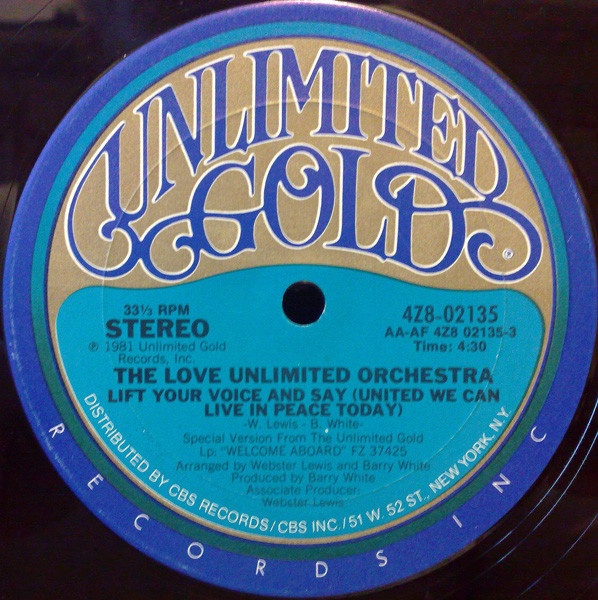 The Love Unlimited Orchestra - Lift Your Voice And Say (United We Can Live In Peace Today) | Unlimited Gold (4Z8-02135) The Love Unlimited Orchestra - Lift Your Voice And Say (United We Can Live In Peace Today) | Unlimited Gold (4Z8-02135)