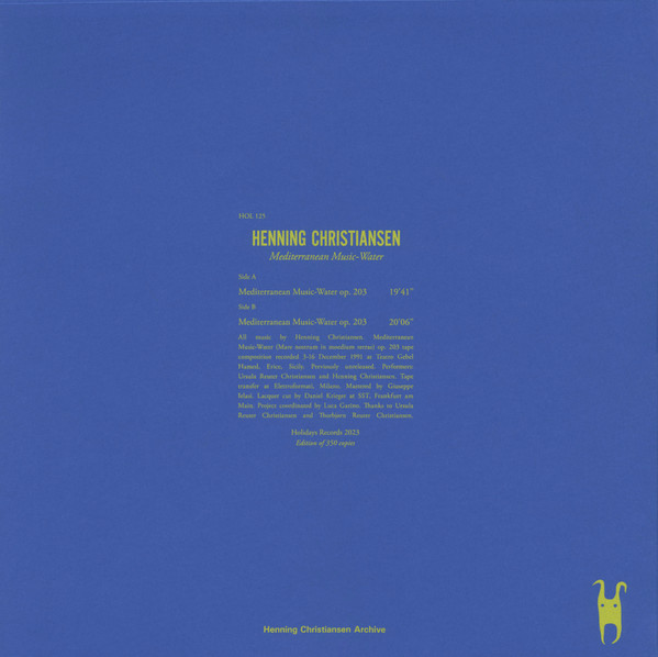 Henning Christiansen - Mediterranean Music-Water | Holidays Records (HOL 125) - 2