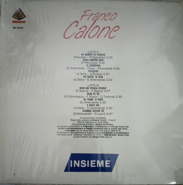 Franco Calone - Insieme | BG Record (BG 5005) - 2 Franco Calone - Insieme | BG Record (BG 5005) - 2