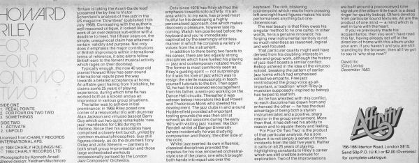 Howard Riley - For Four On Two Two | Affinity (AFF 110) - 3 Howard Riley - For Four On Two Two | Affinity (AFF 110) - 3