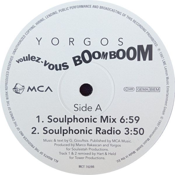 Yorgos - Voulez-Vous Boom Boom | MCA Records (MCT 70286) - 2