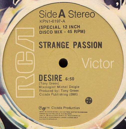 Strange Passion - Desire (12") [Vinyl] | RCA Victor (KPN1-0197)