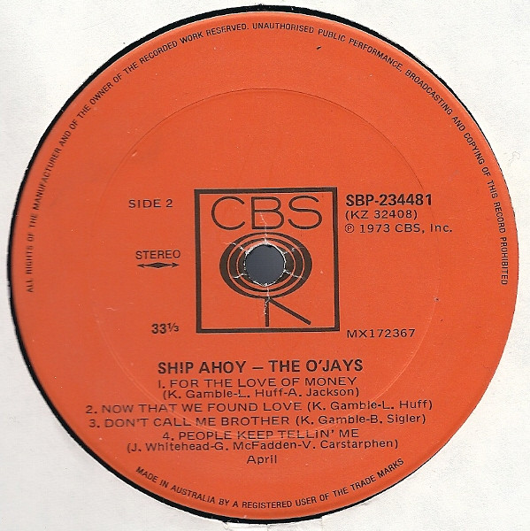 The O'Jays - Ship Ahoy | CBS (SBP 234481) - 4 The O'Jays - Ship Ahoy | CBS (SBP 234481) - 4